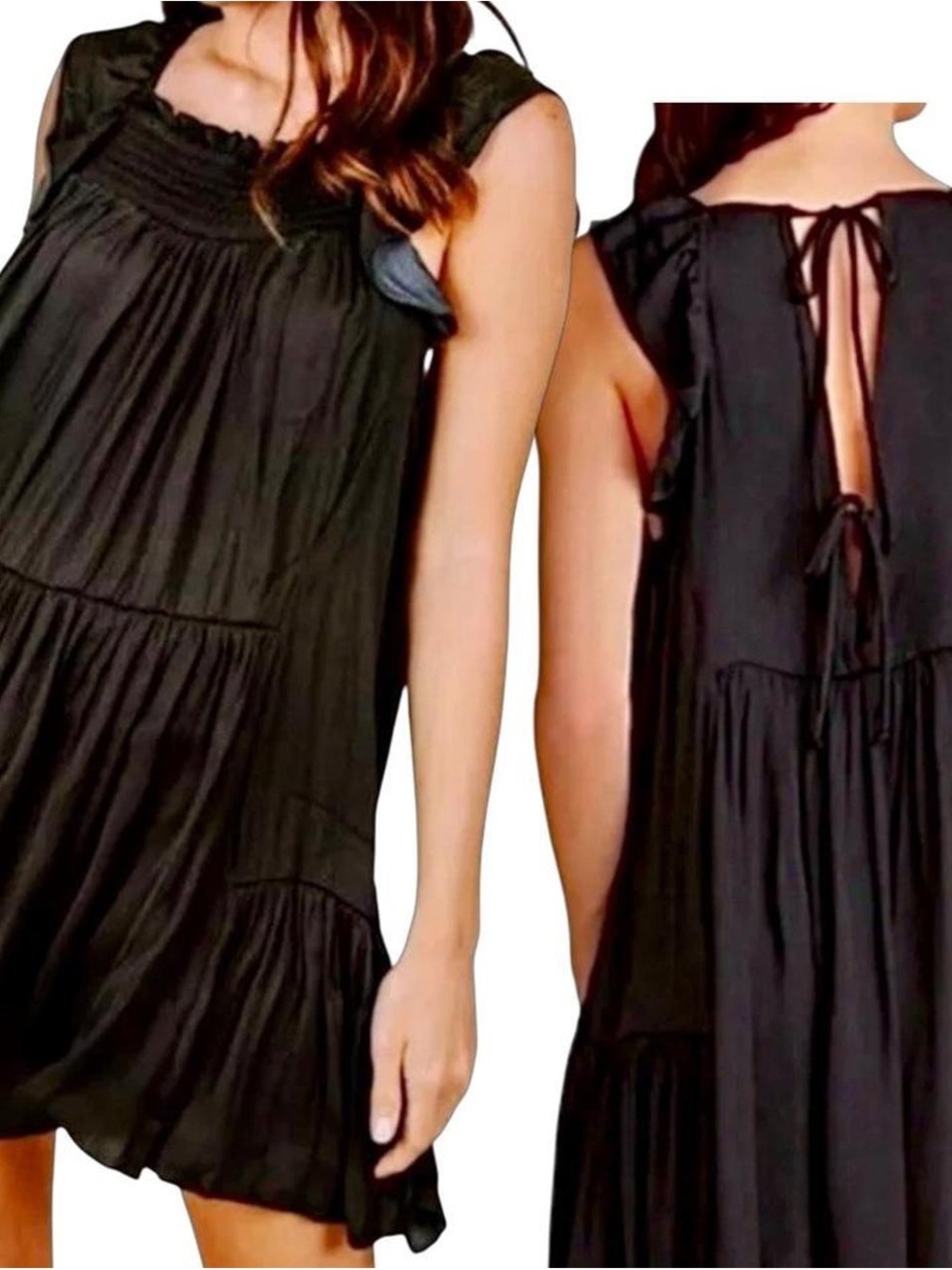 Free People Intimately Want Your Love Babydoll Mini Dress Black